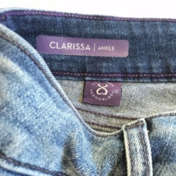NWT NYDJ Clarissa Ankle Jeans Womens 0 Blue Raw Hem Not Your Daughters Skinny - Picture 6 of 10